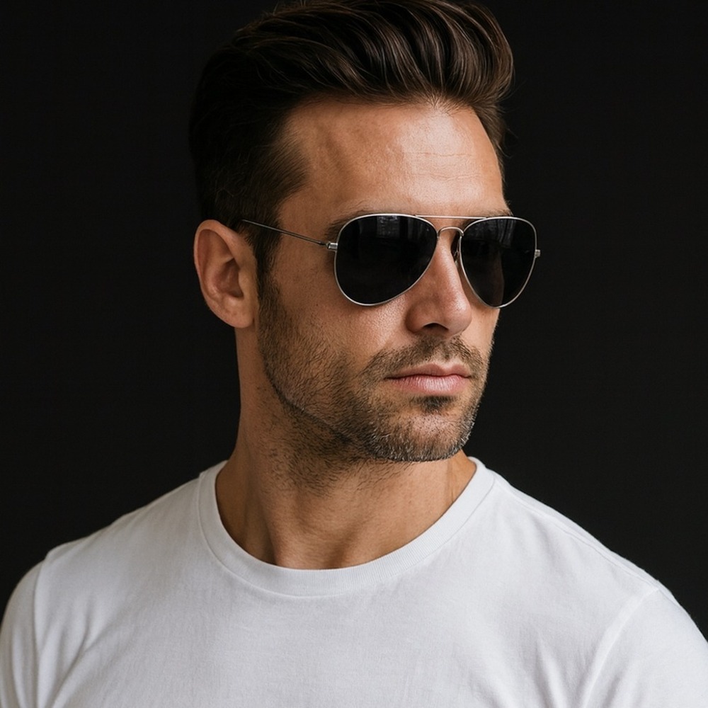 Geoffrey Beene Vintage Mens‎ Aviator Sunglasses Gunmetal Frame Classic
